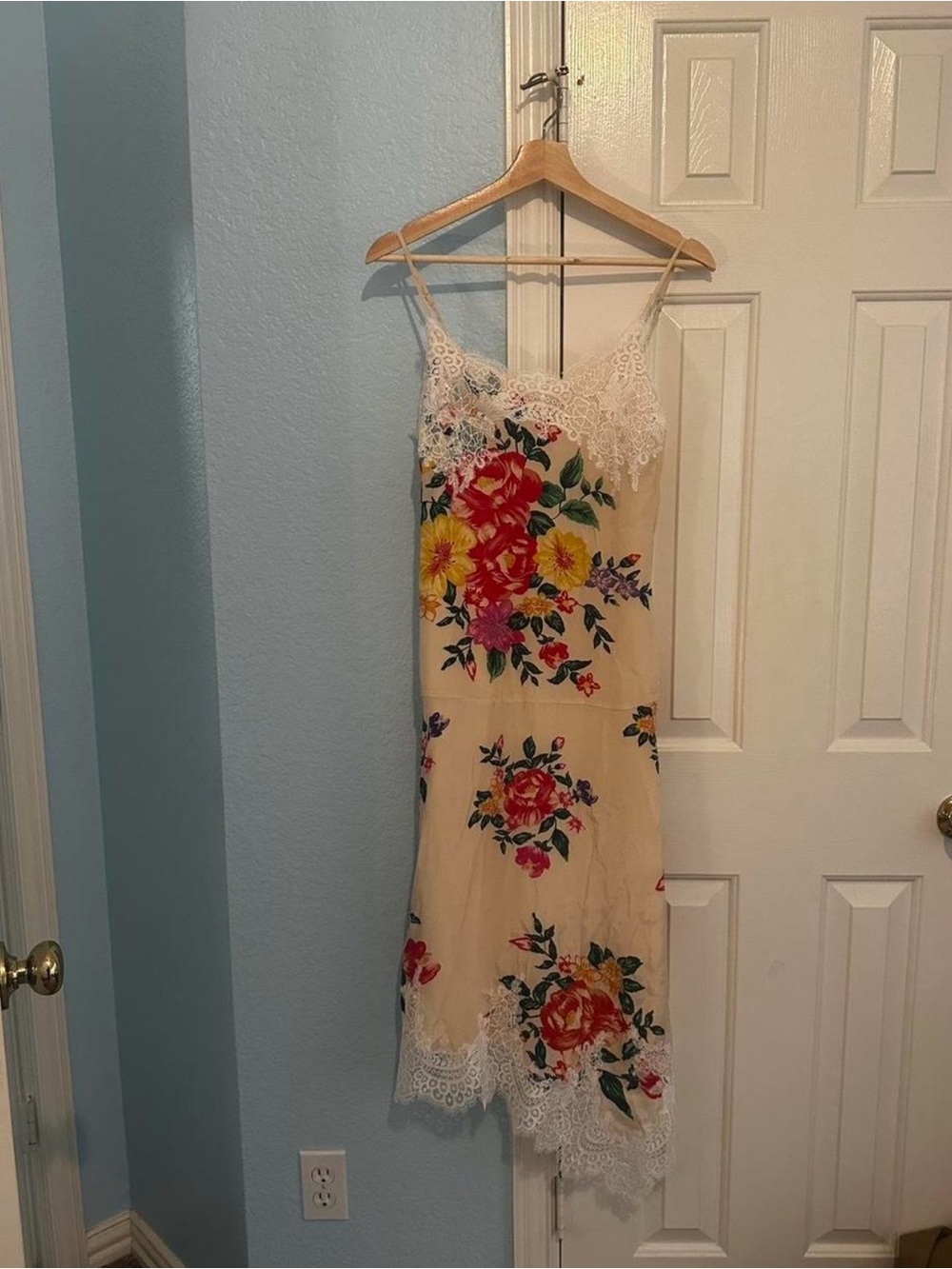Anthropologie Floral Pink Red Green Summer Dress, tags attached New